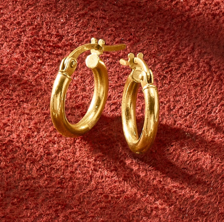 2mm 14K gold small earrings, 1/2 inch - Image 4