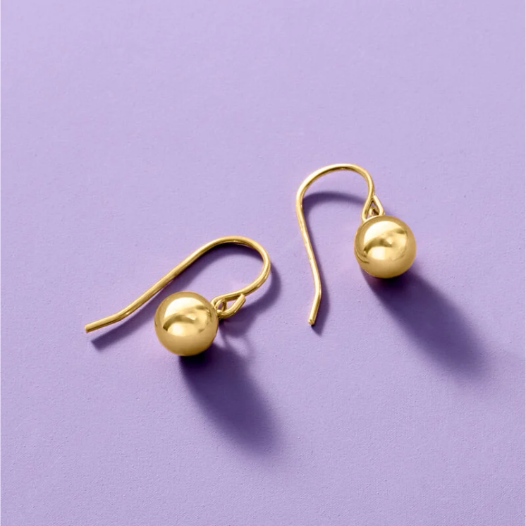 14K Gold Spherical Earrings - Image 4