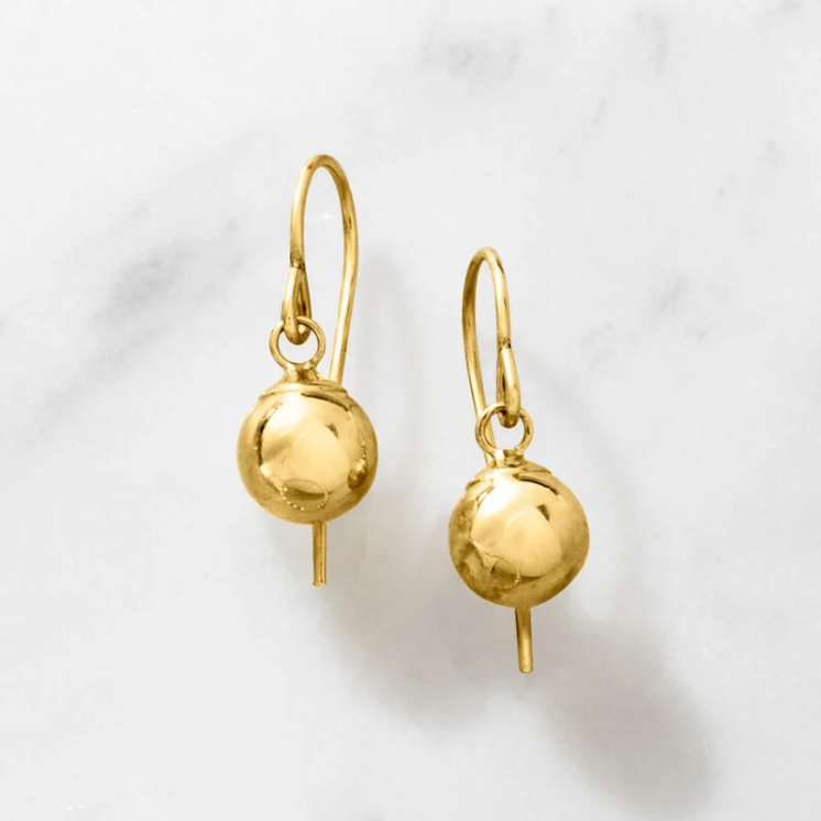14K Gold Spherical Earrings - Image 3