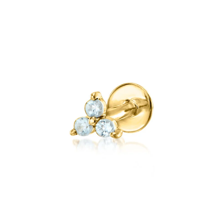 14K gold earrings set with aquamarine - Image 3