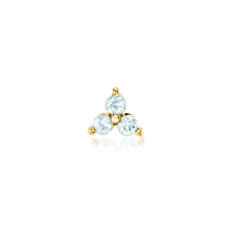 14K gold earrings set with aquamarine