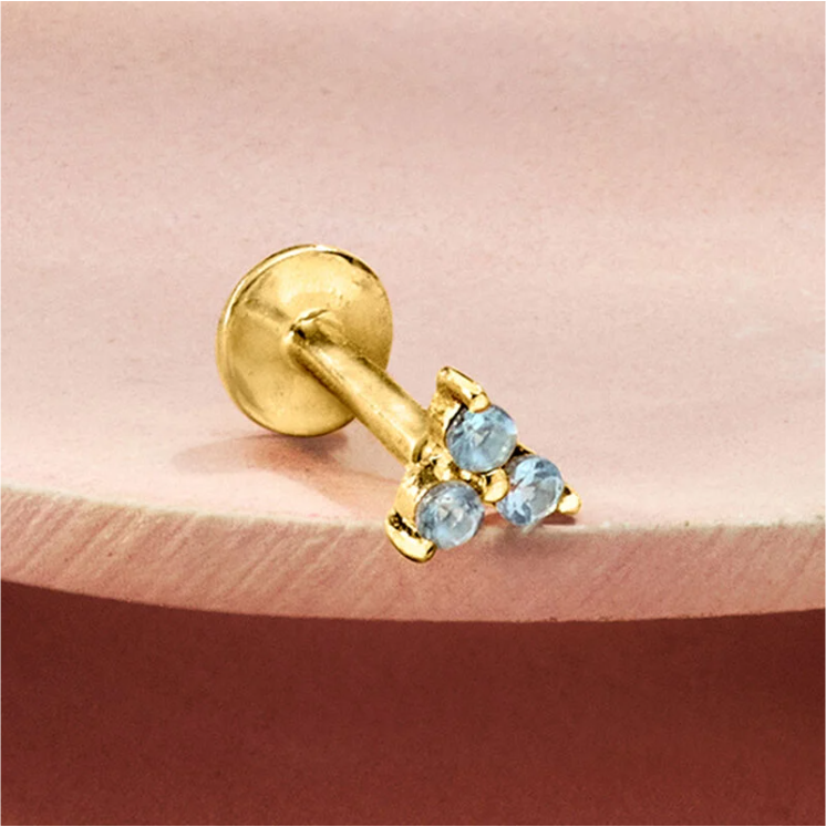 14K gold earrings set with aquamarine - Image 5
