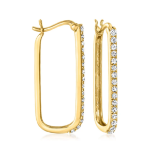 0.50 carat total diamond paperclip earrings, 14K yellow gold, 11/8 inch.