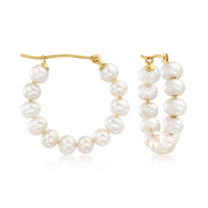 4-5mm cultured pearl earrings in 14K gold, 7/8 inch