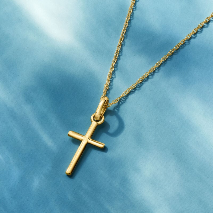 14K Gold Classic Cross Pendant Necklace - Image 3