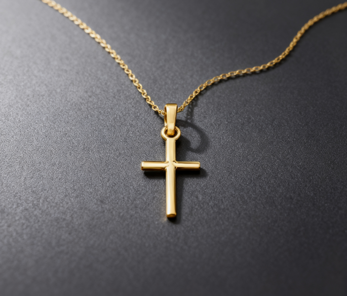 14K Gold Classic Cross Pendant Necklace - Image 6