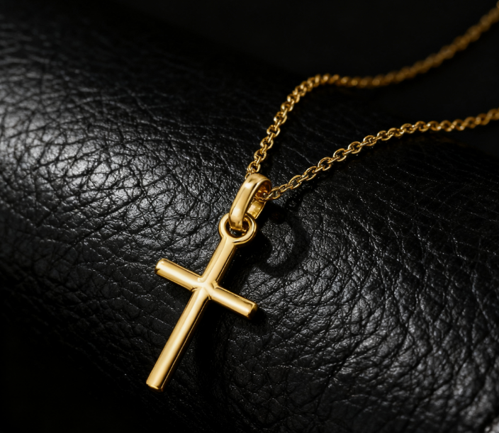 14K Gold Classic Cross Pendant Necklace - Image 5