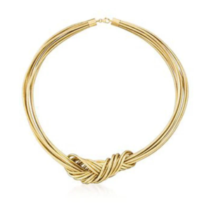 Elastic knot necklace with an 18K gold-plated sterling silver clasp.
