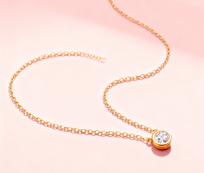 A necklace featuring 0.15-carat lab-grown diamonds bezel-set in 18K gold plated with sterling silver. - Image 5