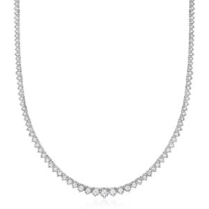 Sterling silver tennis necklace set with 3.00 carats of gradient lab-grown diamonds.