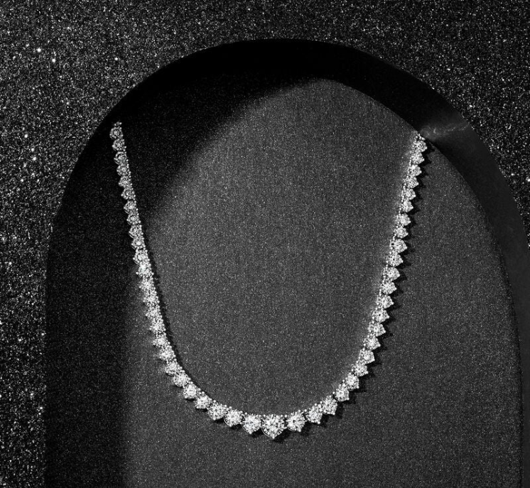 Sterling silver tennis necklace set with 3.00 carats of gradient lab-grown diamonds. - Image 4