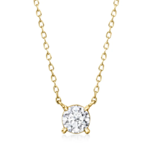 0.50-carat lab-grown diamond solitaire necklace, 18K gold-plated sterling silver.