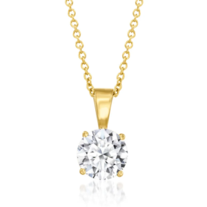 1.00-carat lab-grown diamond solitaire necklace in 14K gold.