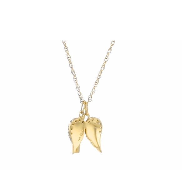 14K gold cross angel wing pendant necklace, set with diamonds - Image 3