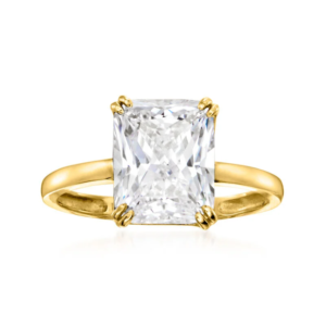 4.25-carat cubic zirconia solitaire ring in 14K gold.