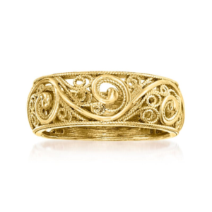 18K gold-plated sterling silver scroll pattern ring