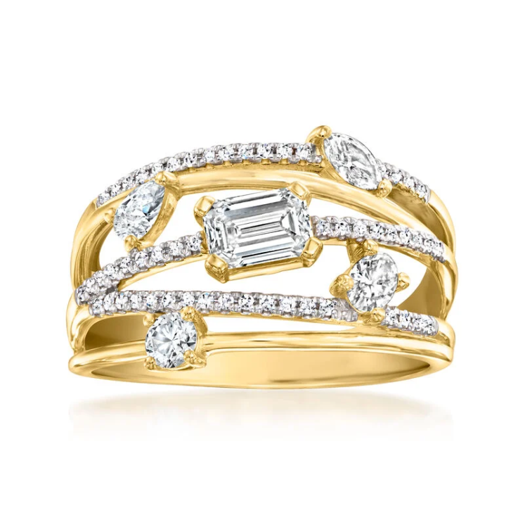1.00 carat lab-grown diamond ring, 18K gold plated with sterling silver.