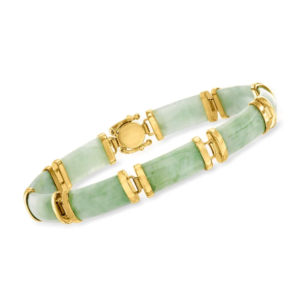 Jade "Good Luck" Bangle, 18K Gold Plated Sterling Silver