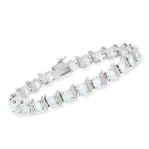 9.50-carat total weight aquamarine, diamond, and sterling silver tennis bracelet